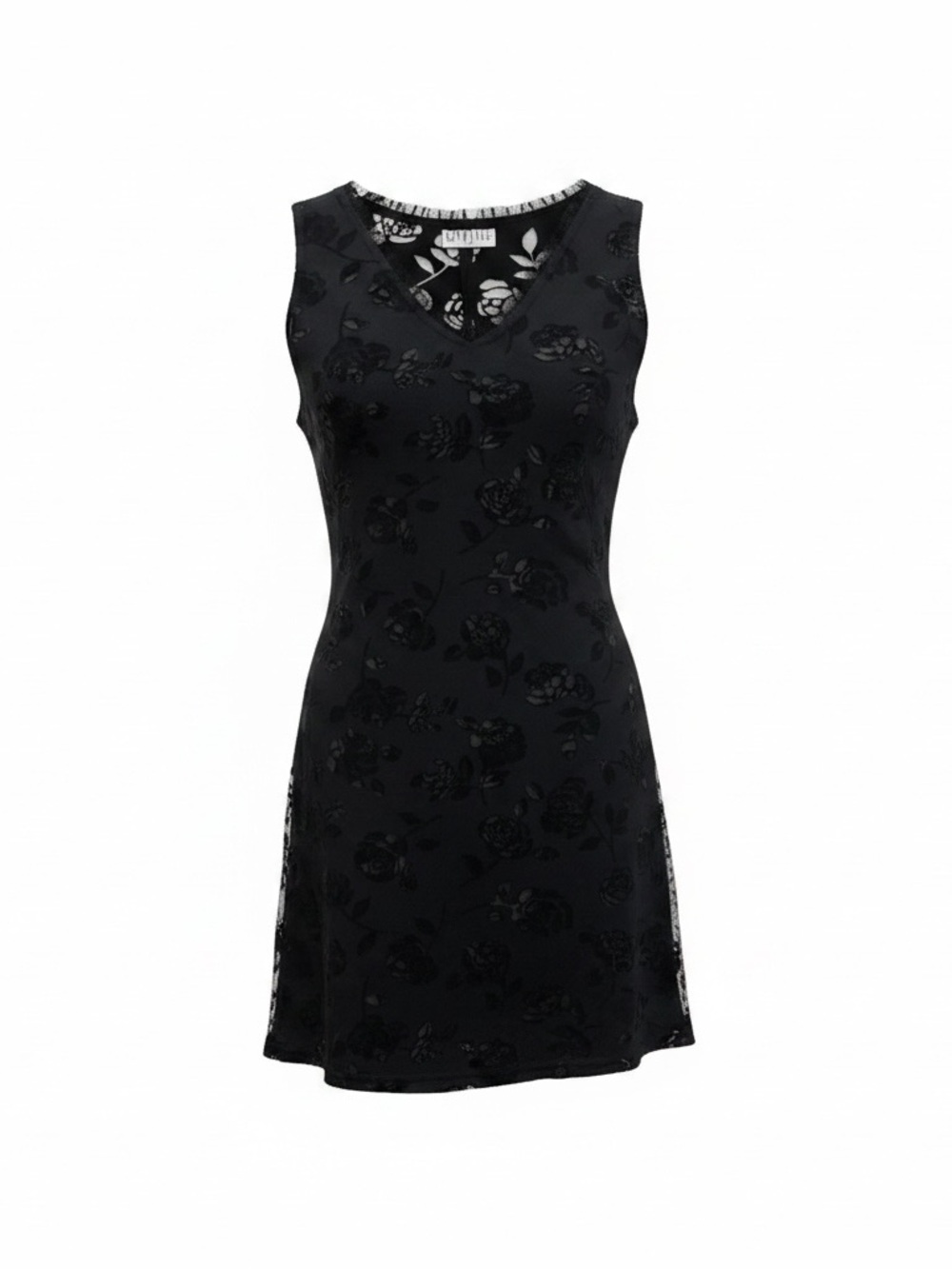 Black Floral Lace Mini Dress Y2K Little Black Dress 90s